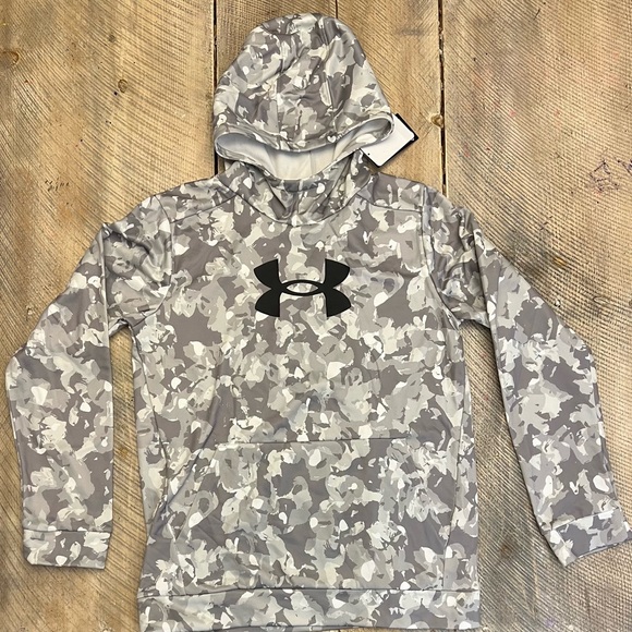 Under Armour Other - Under Armour Armour Fleece Boys XL Grey Camo‎ New Hoodie Pullover 1389394-011